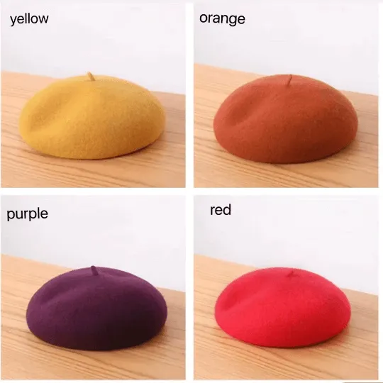 100% Vintage French Painter Beret With Elastic Band