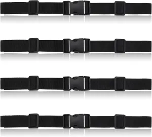 4 Pcs Non-Slip Backpack Chest Straps, Heavy Duty Adjustable Adult Universal Backpack Sternum Strap Chest Belt with Quick Release Buckle for Outdoor Camping Hiking Jogging (Black)