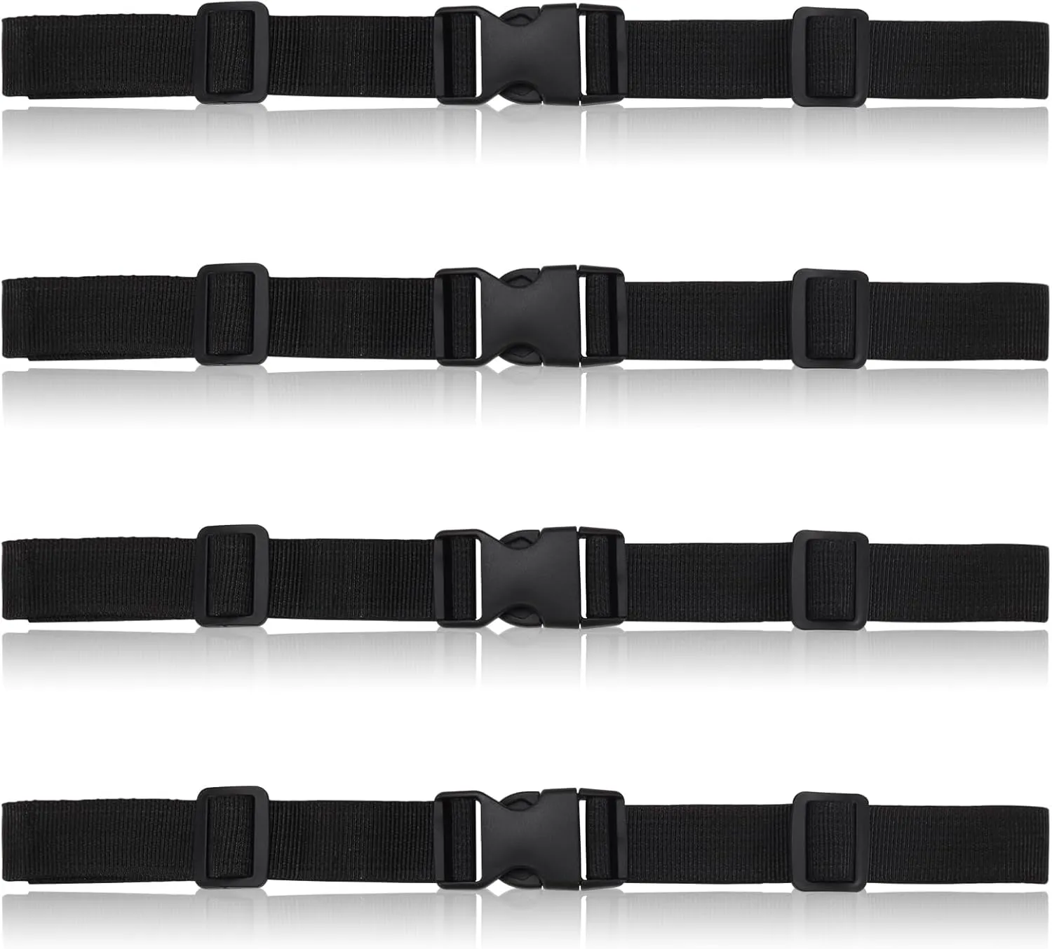4 Pcs Non-Slip Backpack Chest Straps, Heavy Duty Adjustable Adult Universal Backpack Sternum Strap Chest Belt with Quick Release Buckle for Outdoor Camping Hiking Jogging (Black)