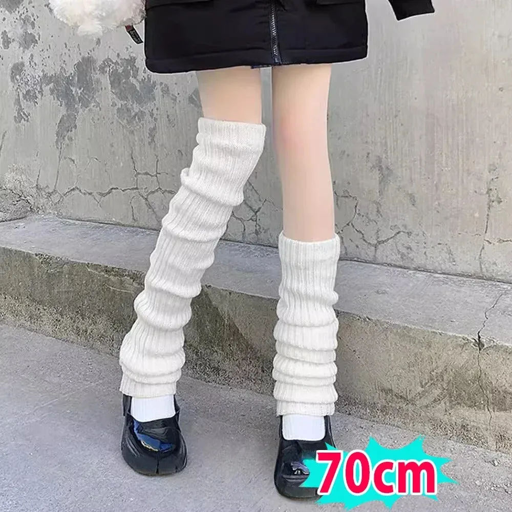 40-70cm Knitted Lolita Leg Warmers Women's Long Socks Autumn Winter Wool Foot Cover Arm Warmer Y2K Crochet Heap Socks Boot Cuffs