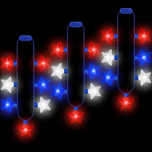 4th of July Necklace Accessories, 3PCS Fourth of July Light up Necklaces, Patriotic Independence Day 7 Bulb Red Blue White Stars Accessories, Glow Necklace for Memorial Day Parades Party Favors Supplies