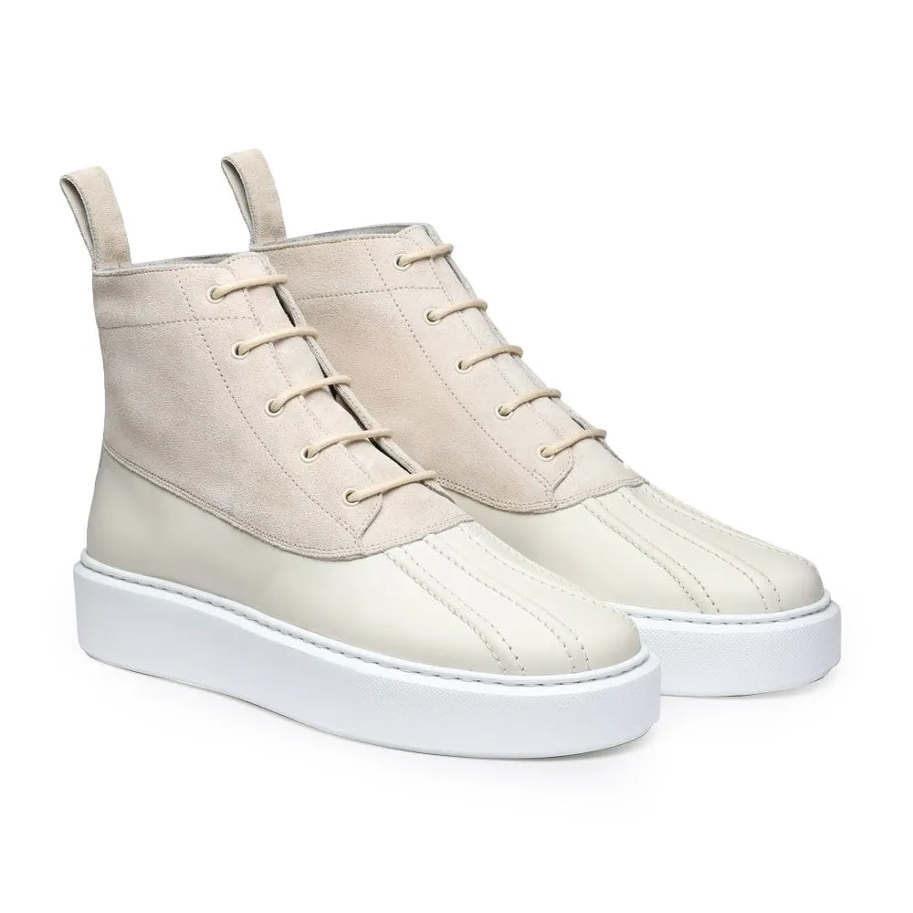 7CM / 2.76 Inches CMR CHAMARIPA Women High Top Wedge & Suede Chunkysneaker Boots