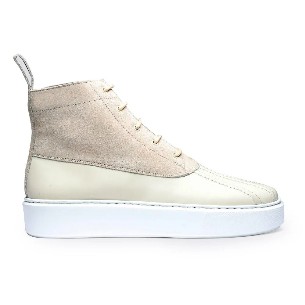 7CM / 2.76 Inches CMR CHAMARIPA Women High Top Wedge & Suede Chunkysneaker Boots