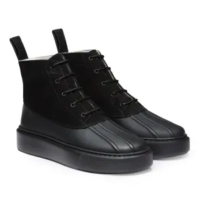 7CM / 2.76 Inches CMR CHAMARIPA Women High Top Wedge$ Suede Chunky Sneaker Boots