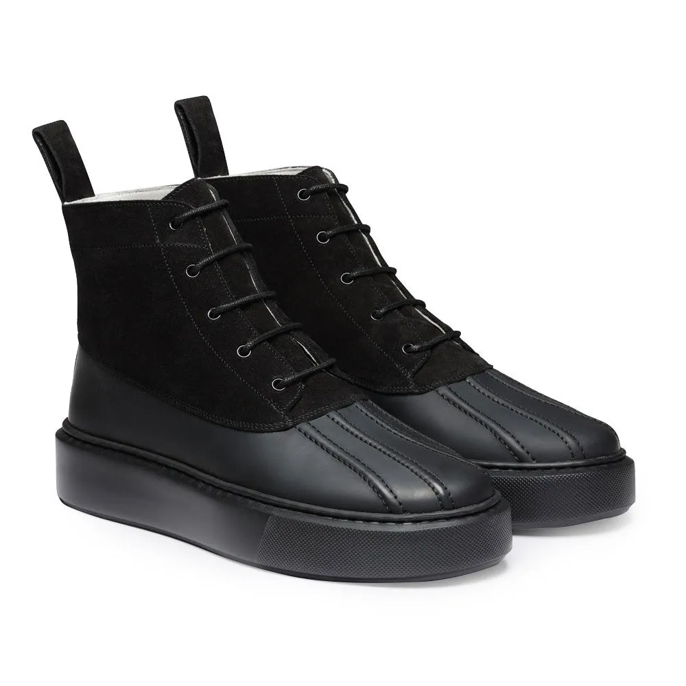7CM / 2.76 Inches CMR CHAMARIPA Women High Top Wedge$ Suede Chunky Sneaker Boots