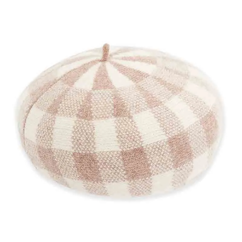 Adora® Wool Hat - Soft Wool Checkered French Beret