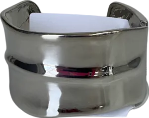 ASOS Metallic Cuff Bracelet With Liquid Molten Design In Silver Tone One Size