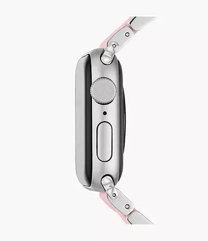 Barely Pink and Stainless Silicone-Wrapped Bracelet Band for Apple Watch MS20AS0006