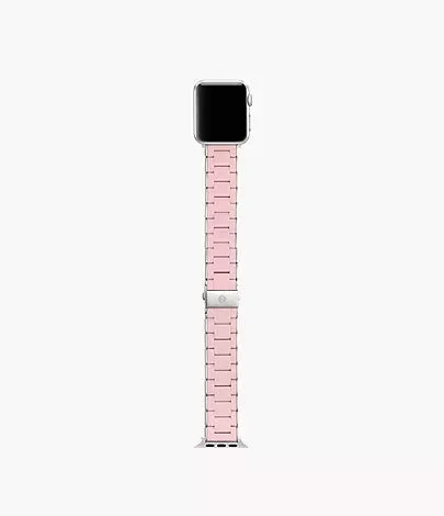Barely Pink and Stainless Silicone-Wrapped Bracelet Band for Apple Watch MS20AS0006
