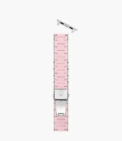 Barely Pink and Stainless Silicone-Wrapped Bracelet Band for Apple Watch MS20AS0006