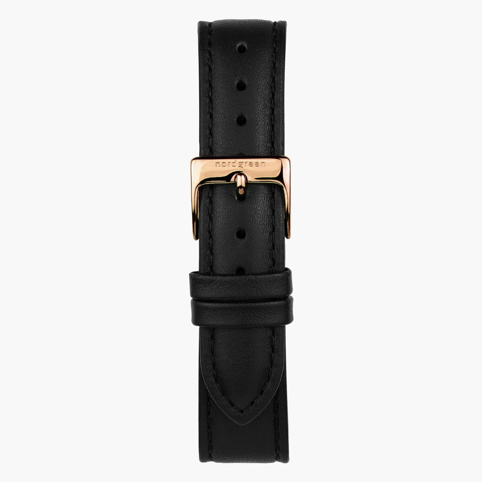 Black Leather watch Strap - Rose Gold - 40mm/42mm