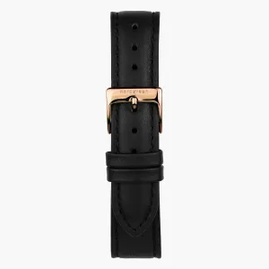 Black Leather watch Strap - Rose Gold - 40mm/42mm