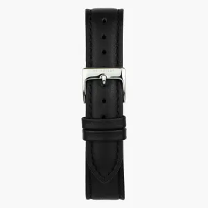 Black Leather Watch Strap - Silver - 40mm/42mm