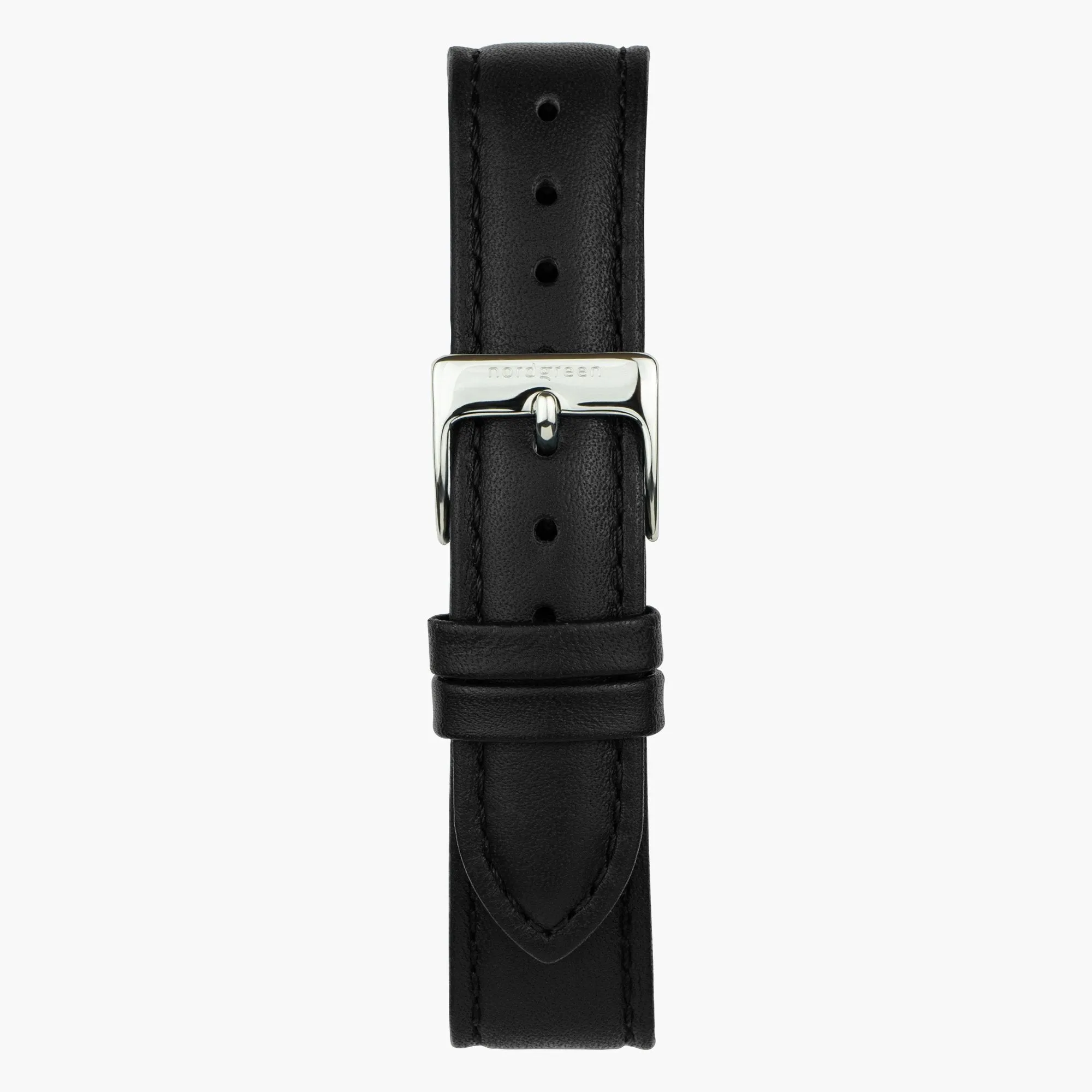Black Leather Watch Strap - Silver - 40mm/42mm