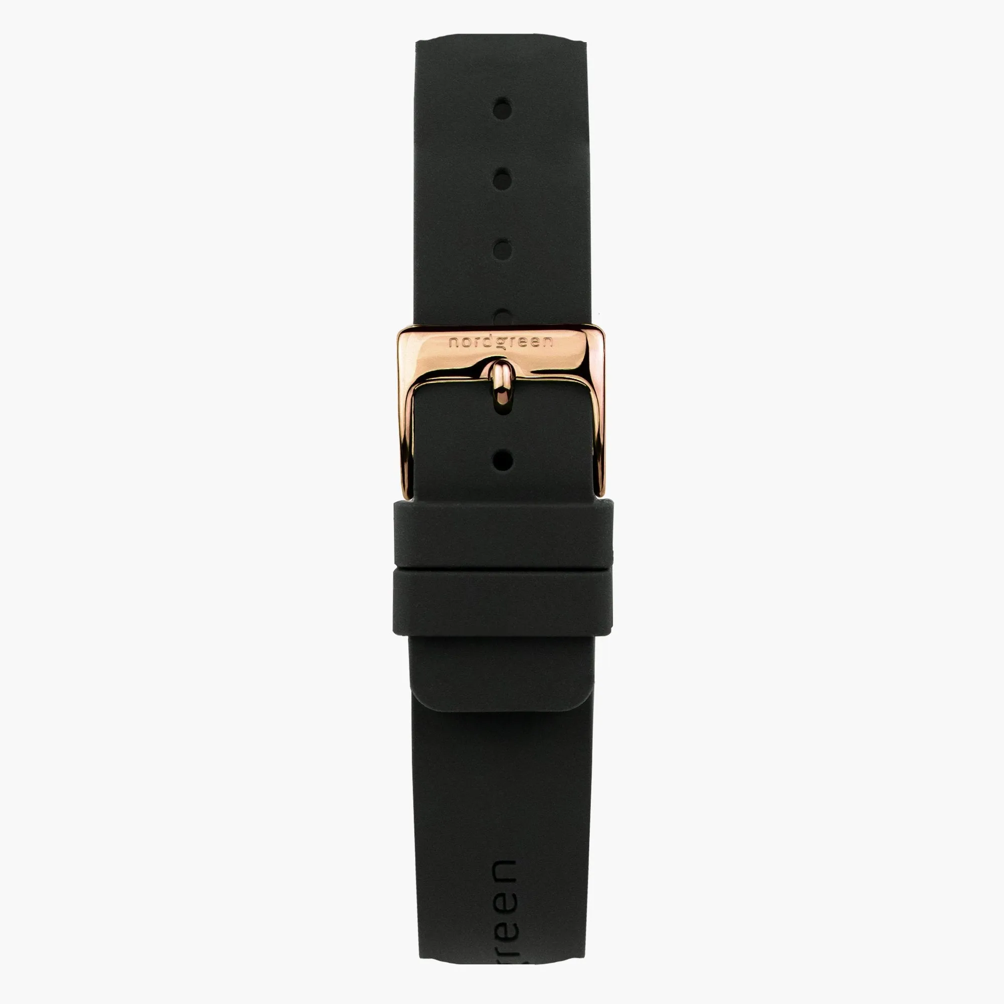 Black Rubber Watch Strap - Rose Gold - 40mm/42mm