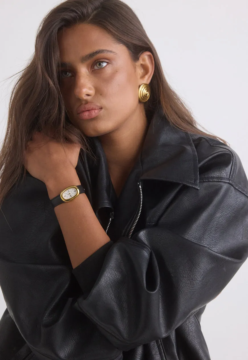 Bridgette Watch | White | Smooth Black
