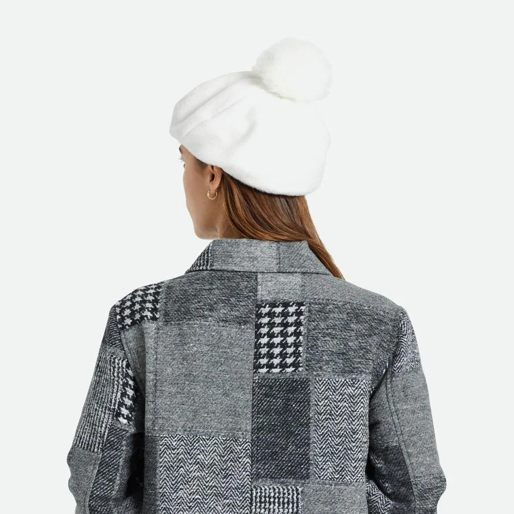 Brixton Hats Natalie Oversized Faux Fur Pom Beret - Off White