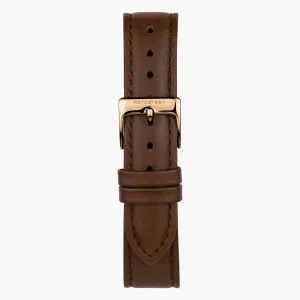 Brown Leather Watch Strap - Rose Gold - 40mm/42mm