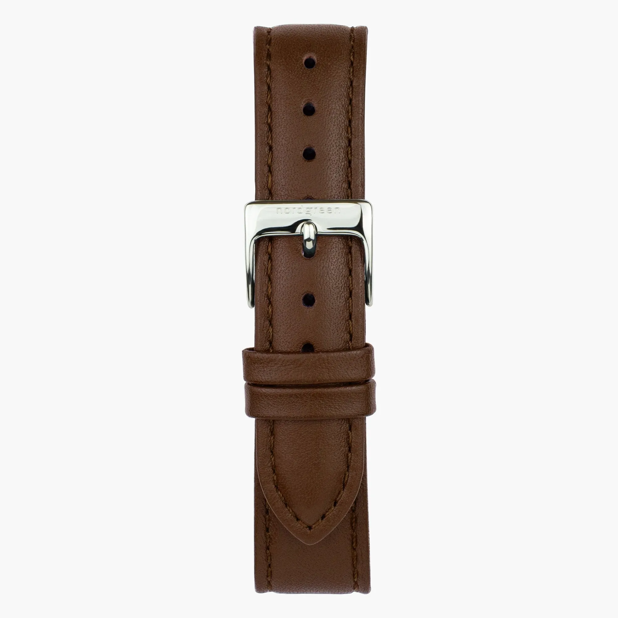 Brown Vegan Leather Watch Strap - Silver - 40mm/42mm