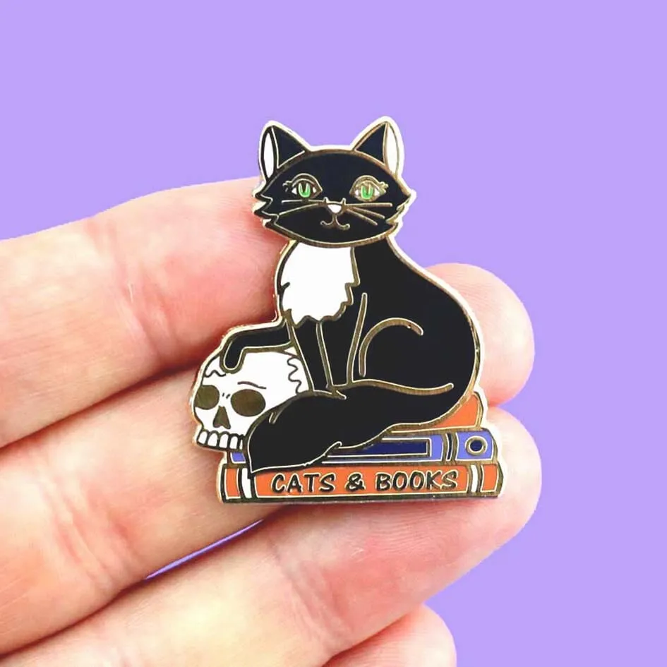 Cats And Books Lapel Pin