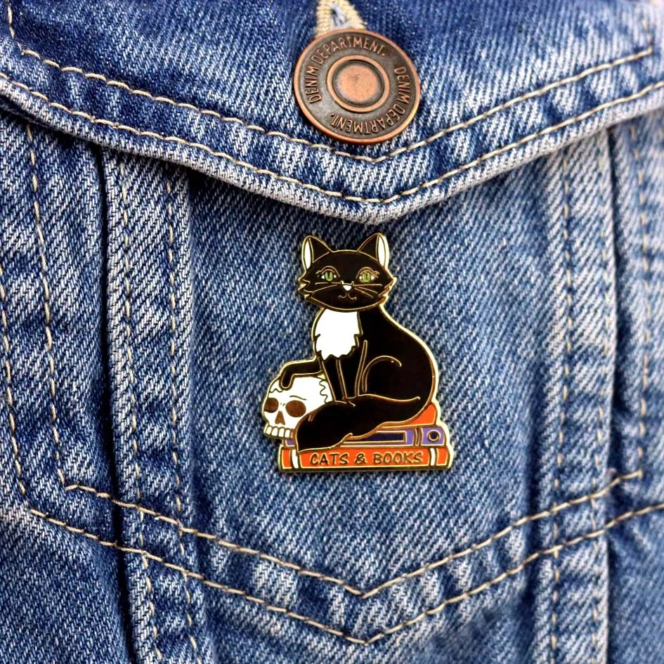 Cats And Books Lapel Pin