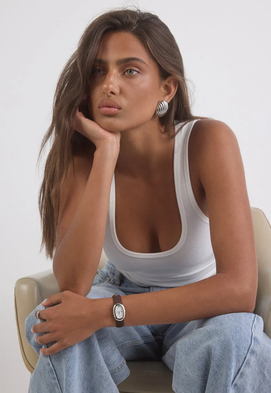 Chocolate Suede Watch Band | Silver