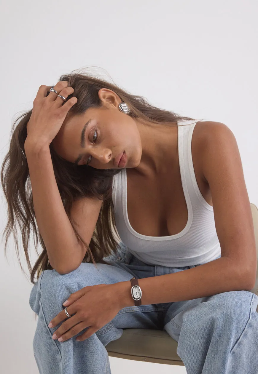 Chocolate Suede Watch Band | Silver