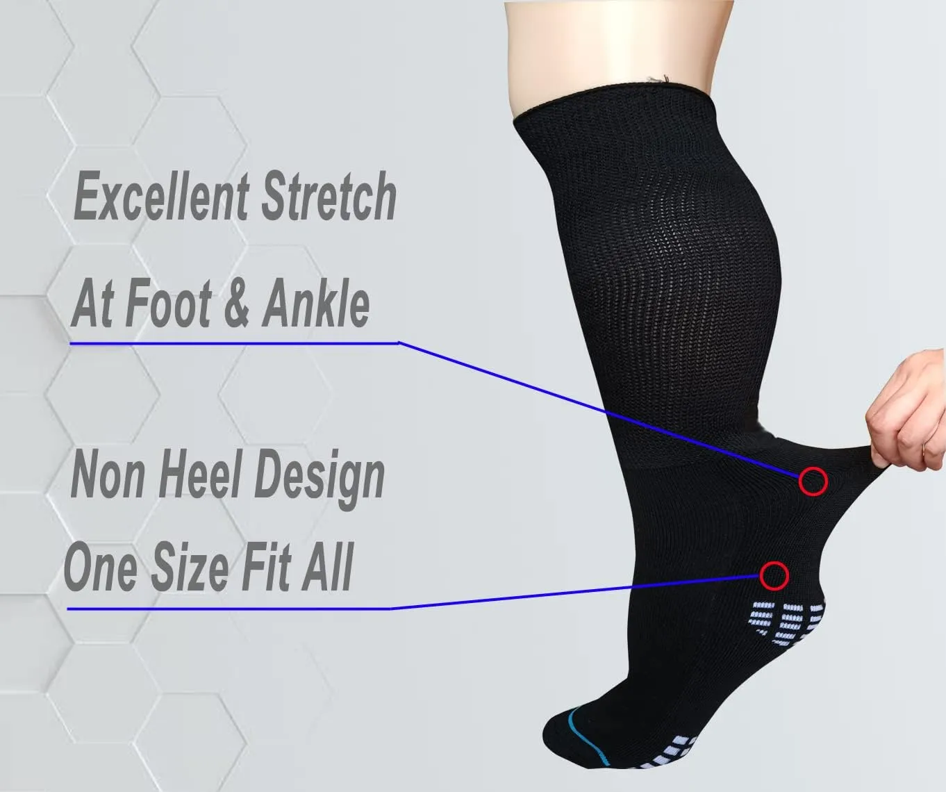 COIYUFUX Extra Width Socks For Bariatric Diabetic For Men Women, Cast Lymphedema Socks for Swollen Foot Ankle 2 Pairs