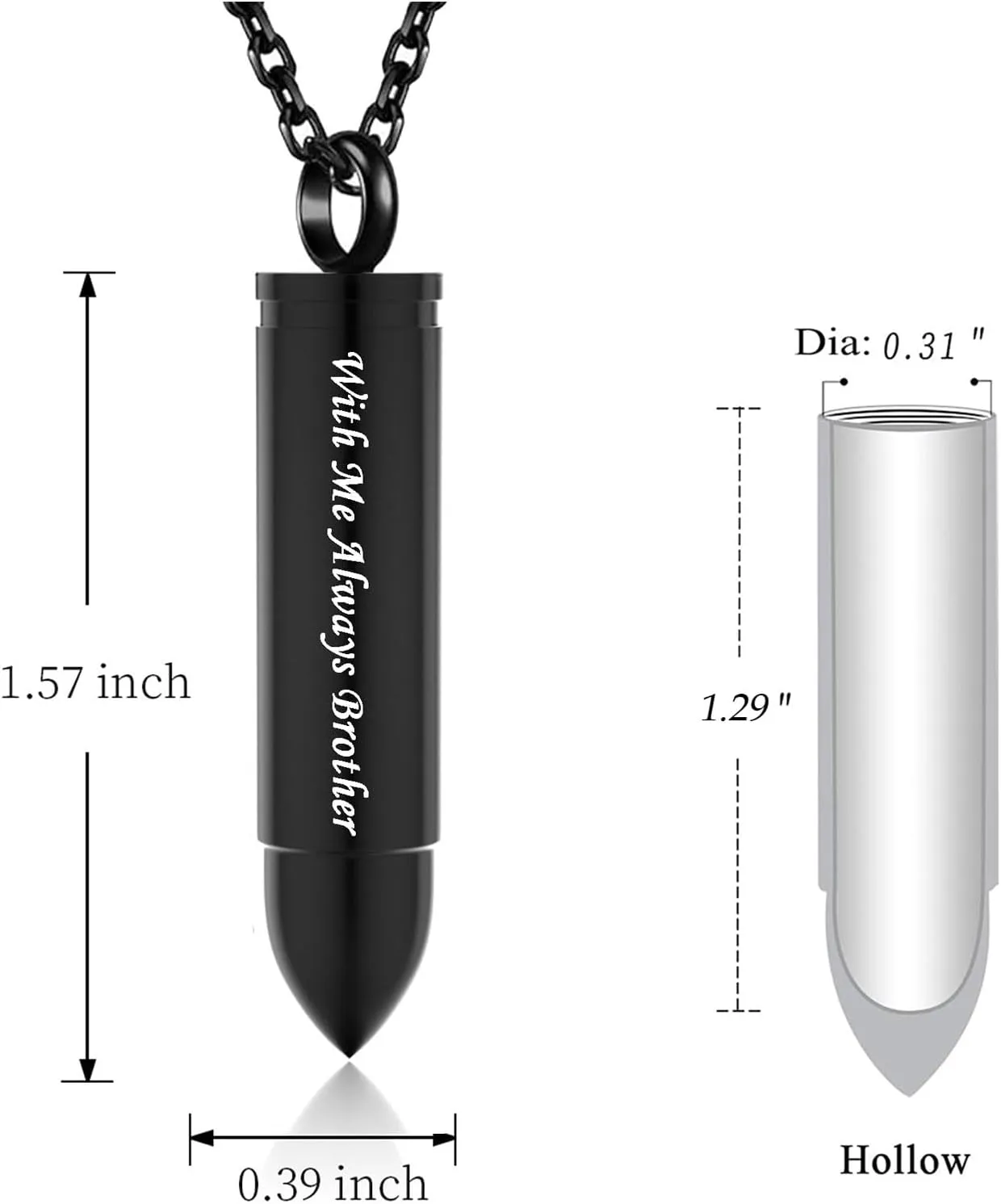 Cylinder Urn Necklaces for Ashes for Men Cremation Jewelry Ash Necklace Pendant Keepsake Ashes Memorial Jewelry