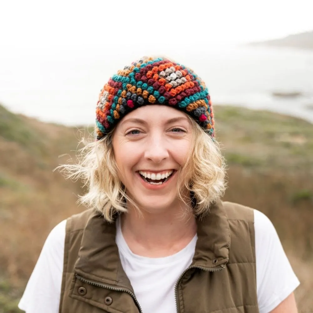 Diamond Hand-knit Ear Warmer - Sunset