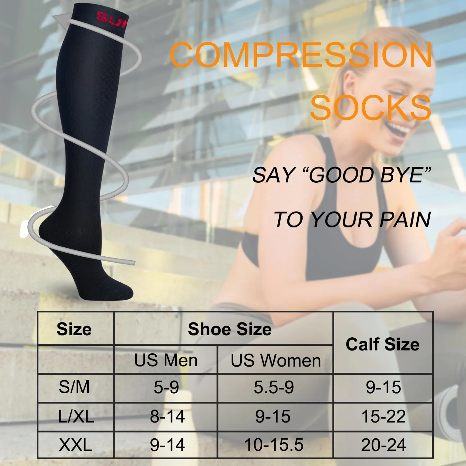 Double Couple 7 Pairs Copper Compression Socks for Men Women 20-30 mmHg Knee High Stockings