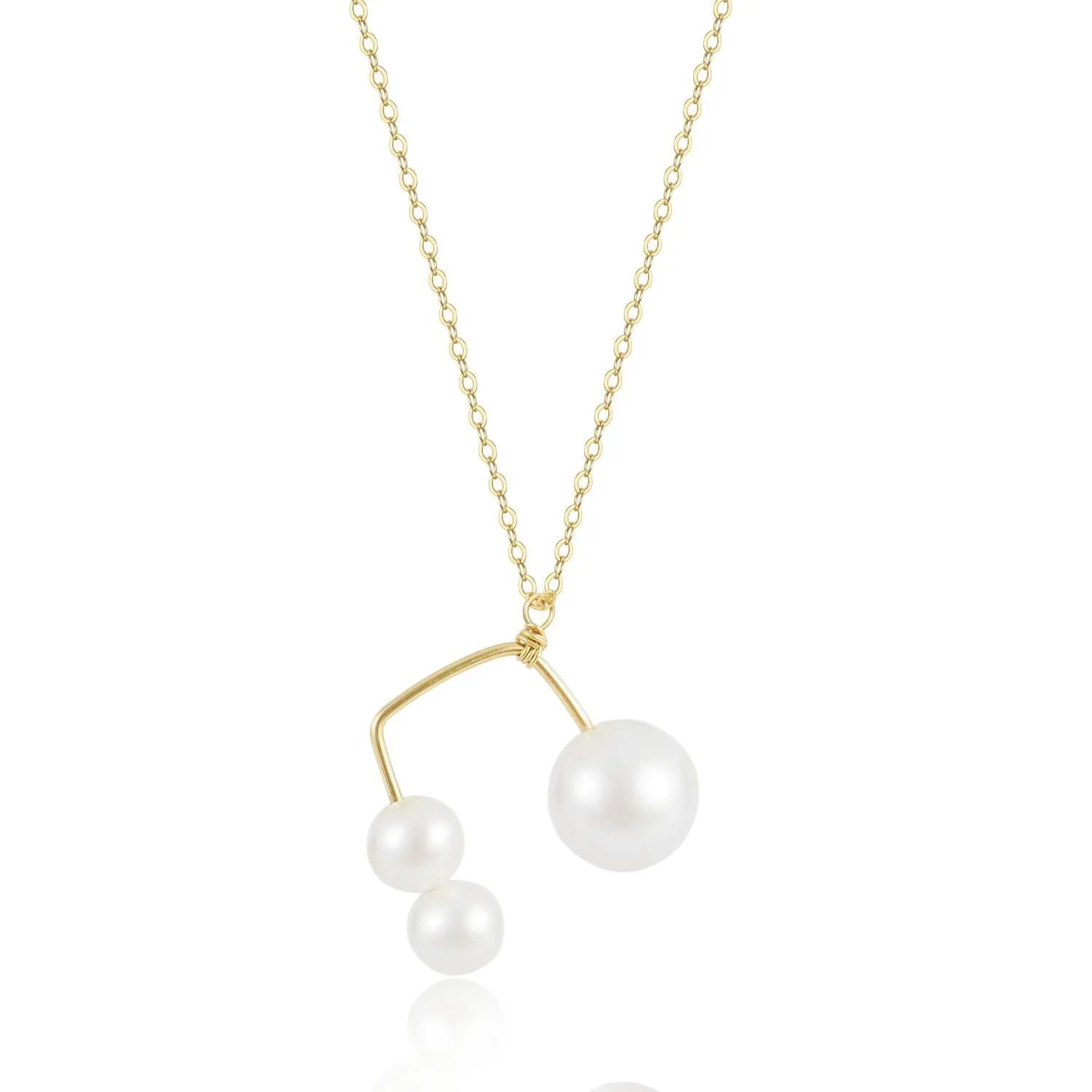 Embellished Series Triple Bead Inverted U Pendant Necklace