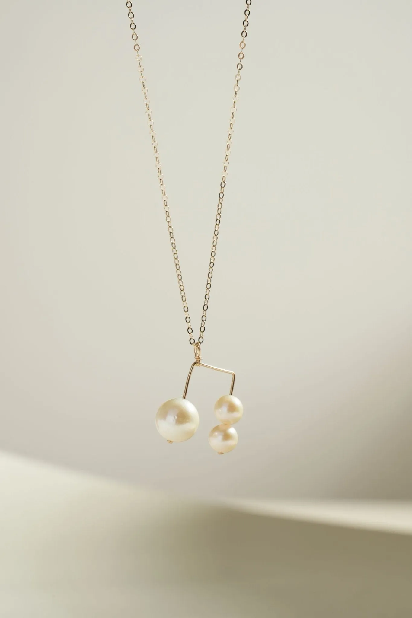 Embellished Series Triple Bead Inverted U Pendant Necklace