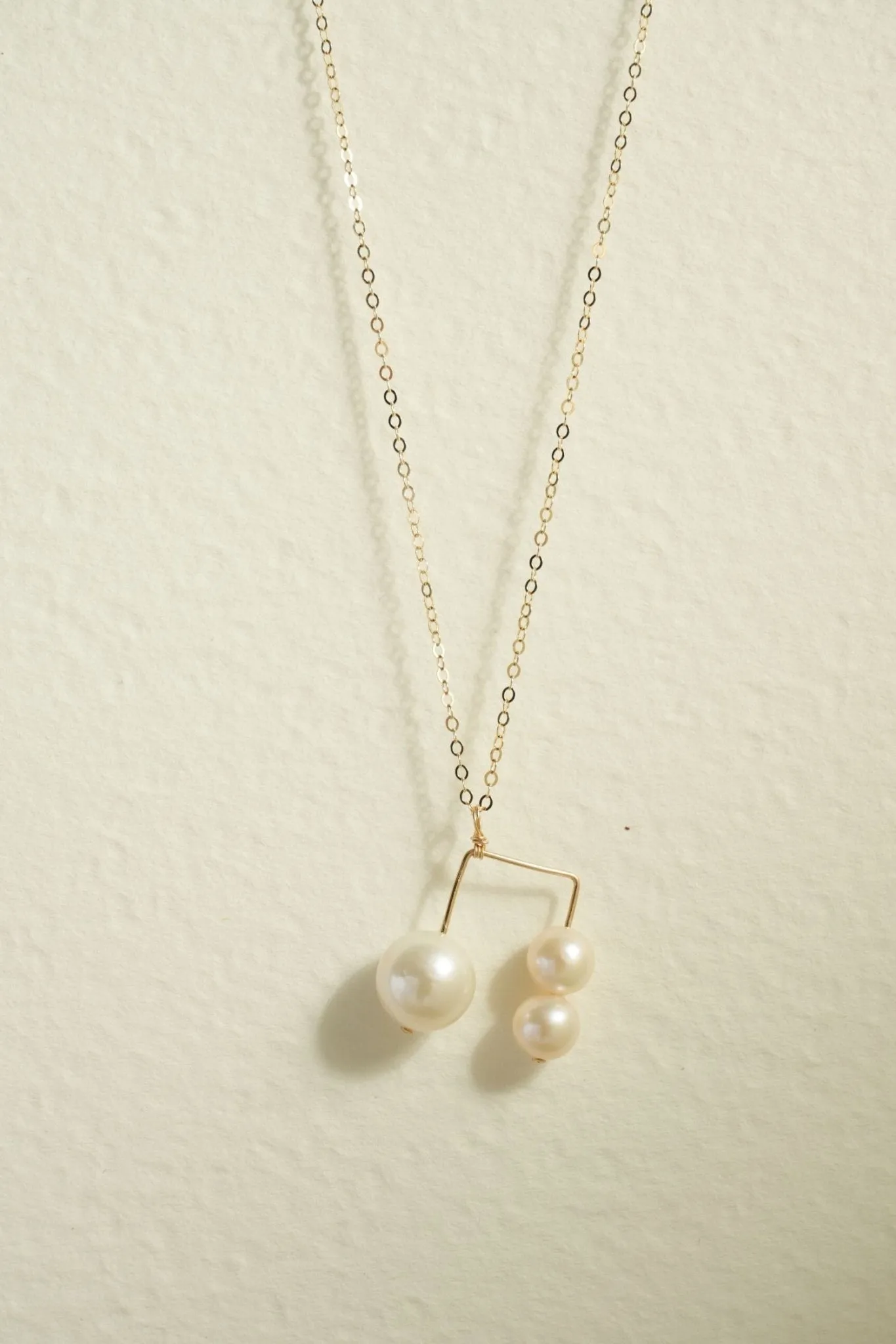Embellished Series Triple Bead Inverted U Pendant Necklace