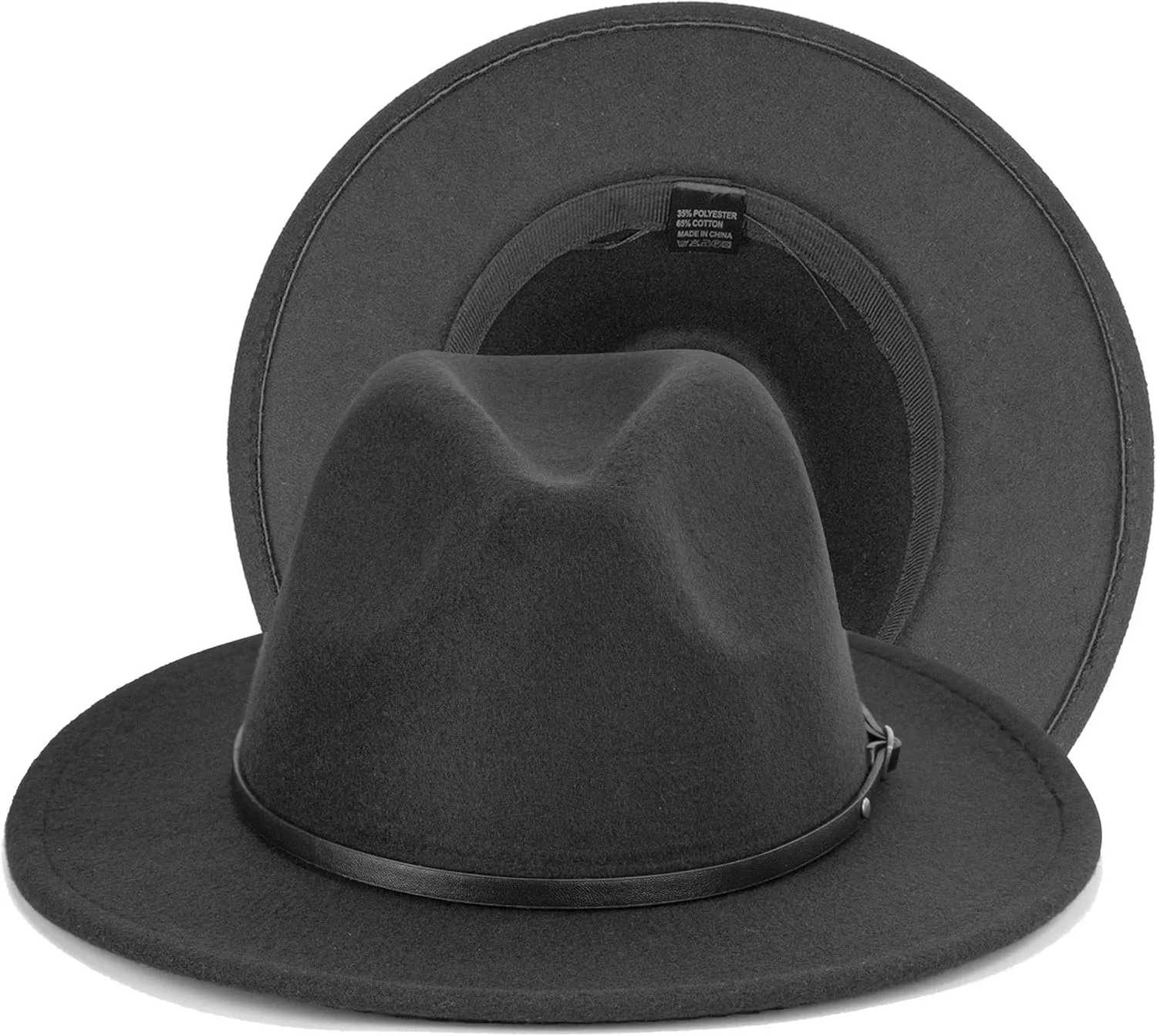 Felt Fedora Hat Womens Classic Hat Wide Brim Jazz Hat with Belt Buckle