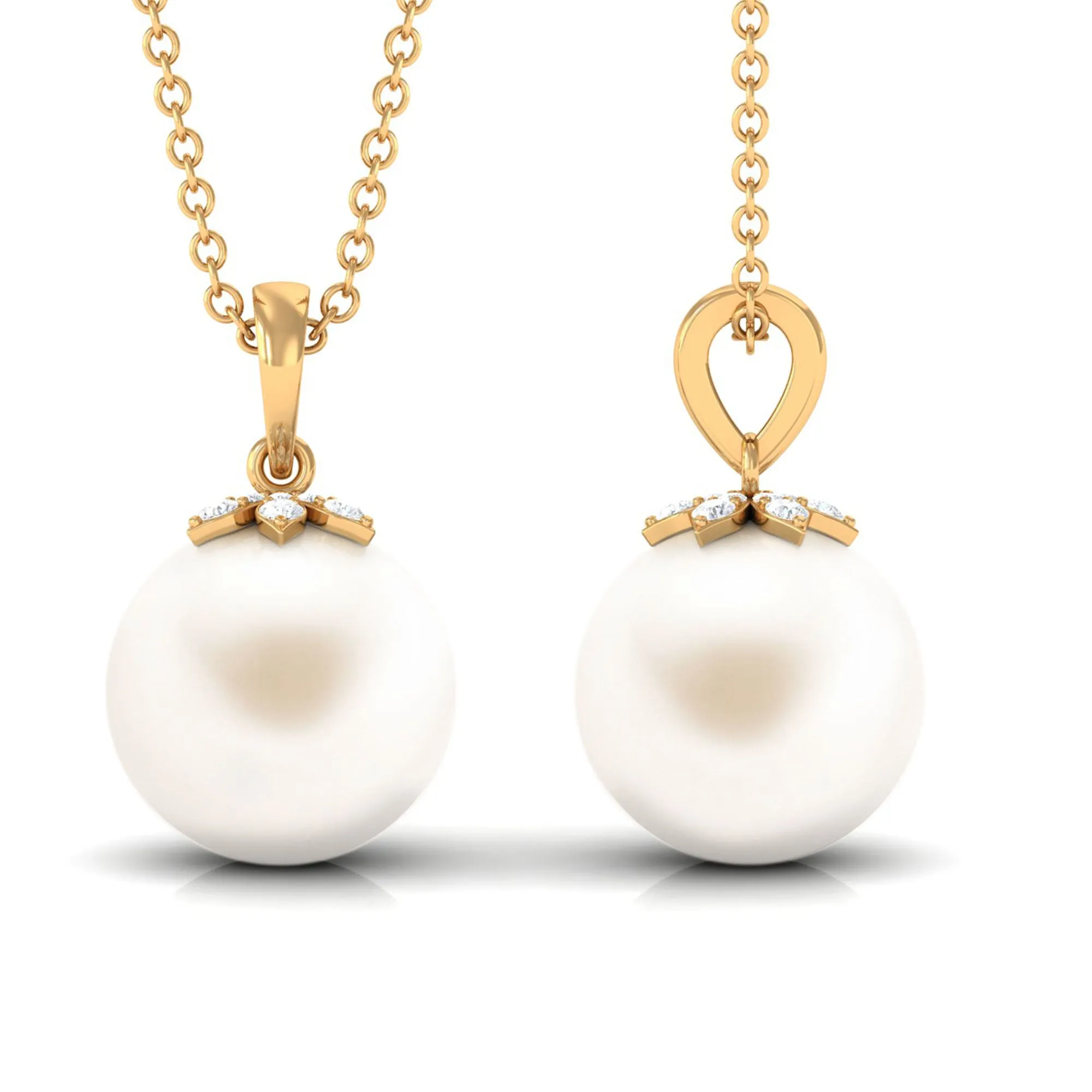 Handpicked Freshwater Pearl Drop Pendant with Diamond