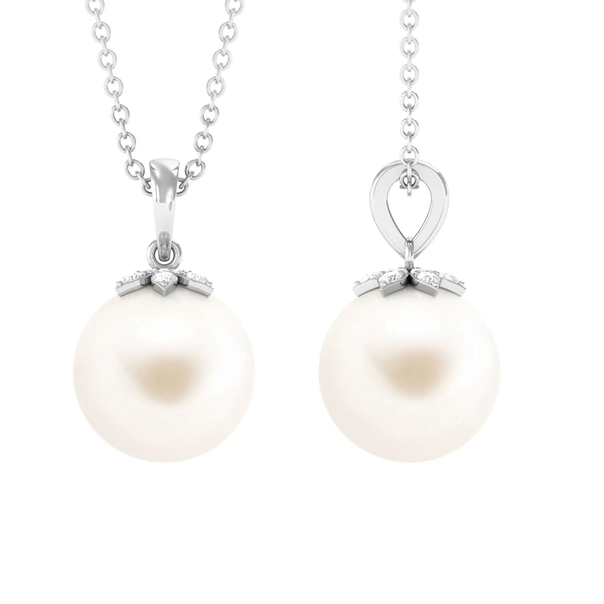 Handpicked Freshwater Pearl Drop Pendant with Diamond
