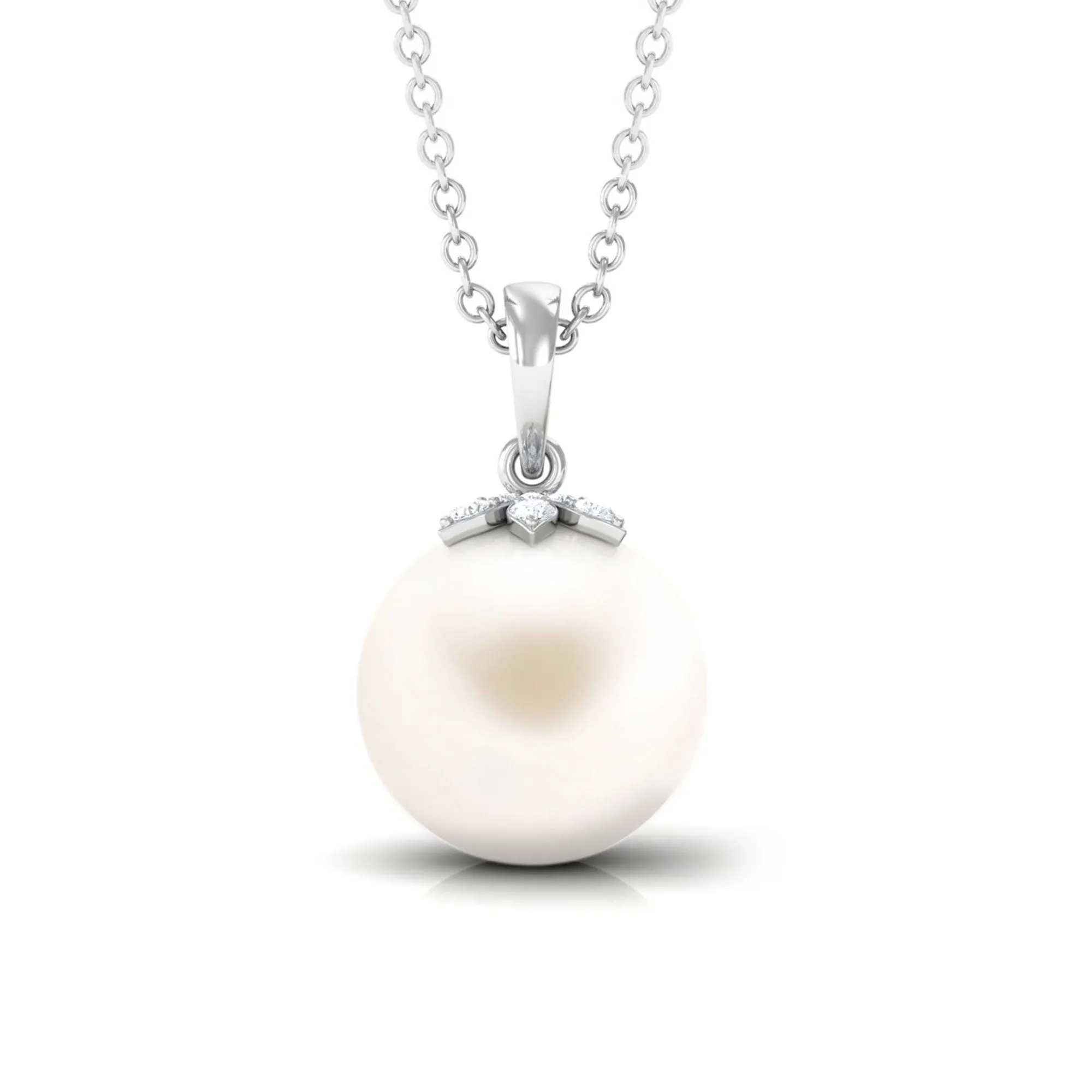 Handpicked Freshwater Pearl Drop Pendant with Diamond
