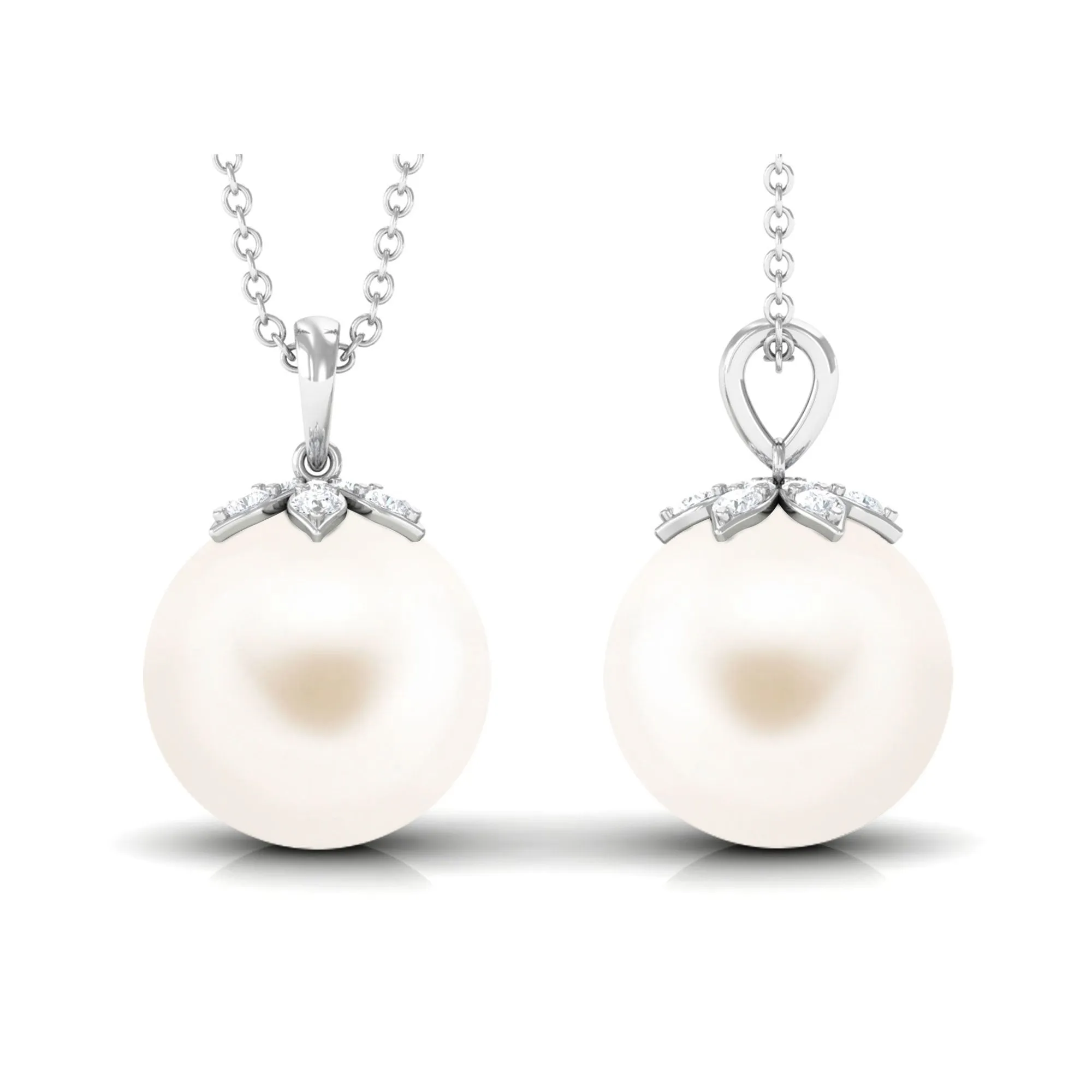 Handpicked Freshwater Pearl Drop Pendant with Diamond