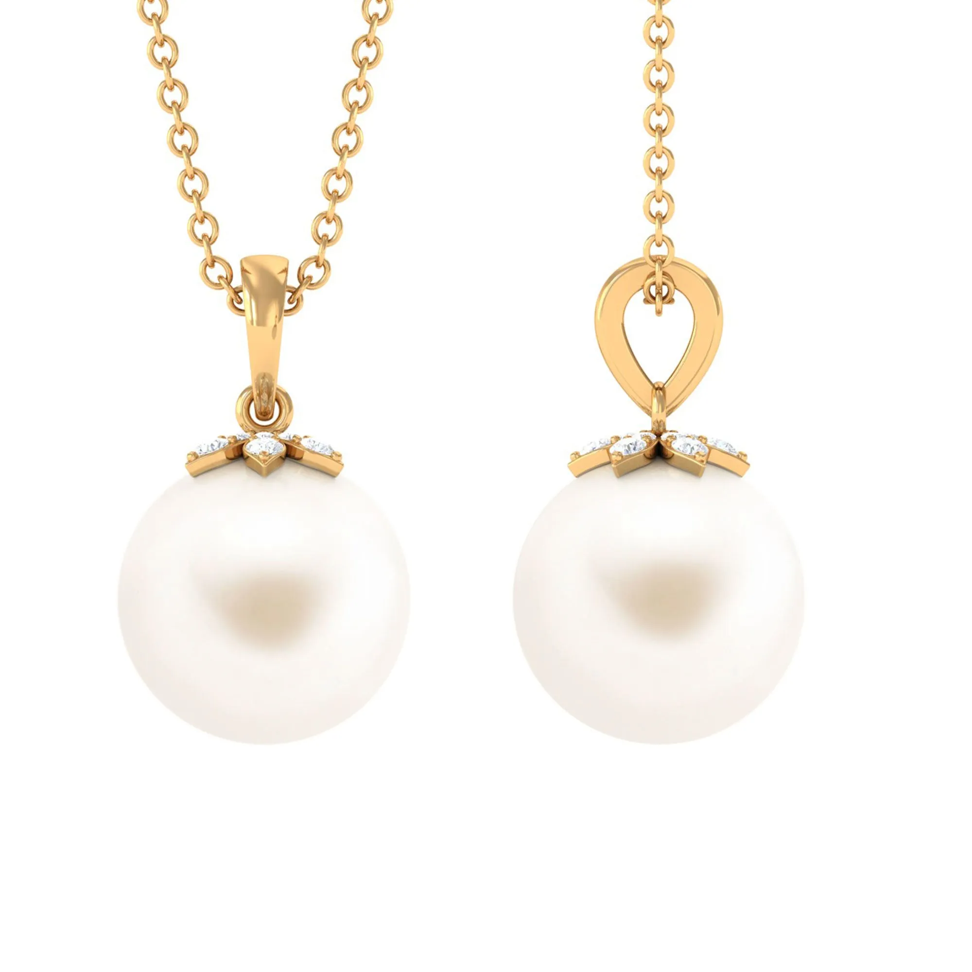 Handpicked Freshwater Pearl Drop Pendant with Diamond