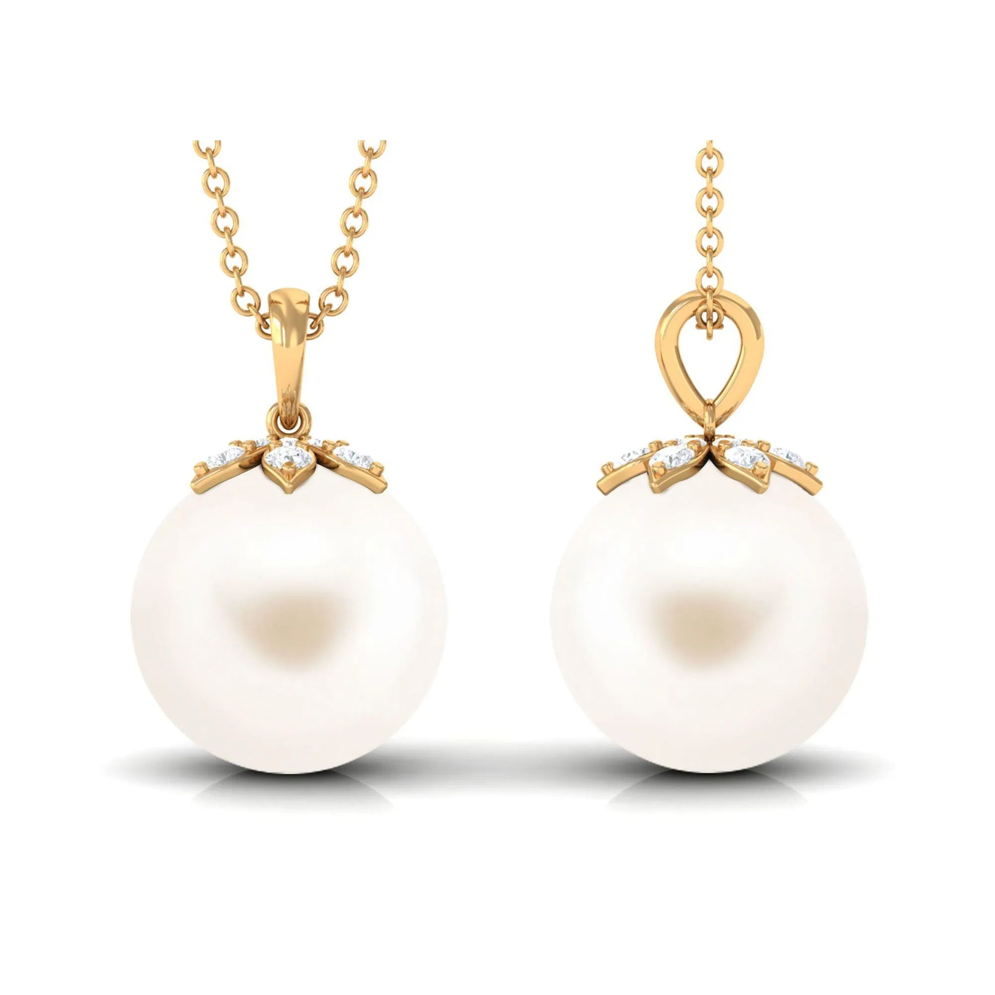 Handpicked Freshwater Pearl Drop Pendant with Diamond