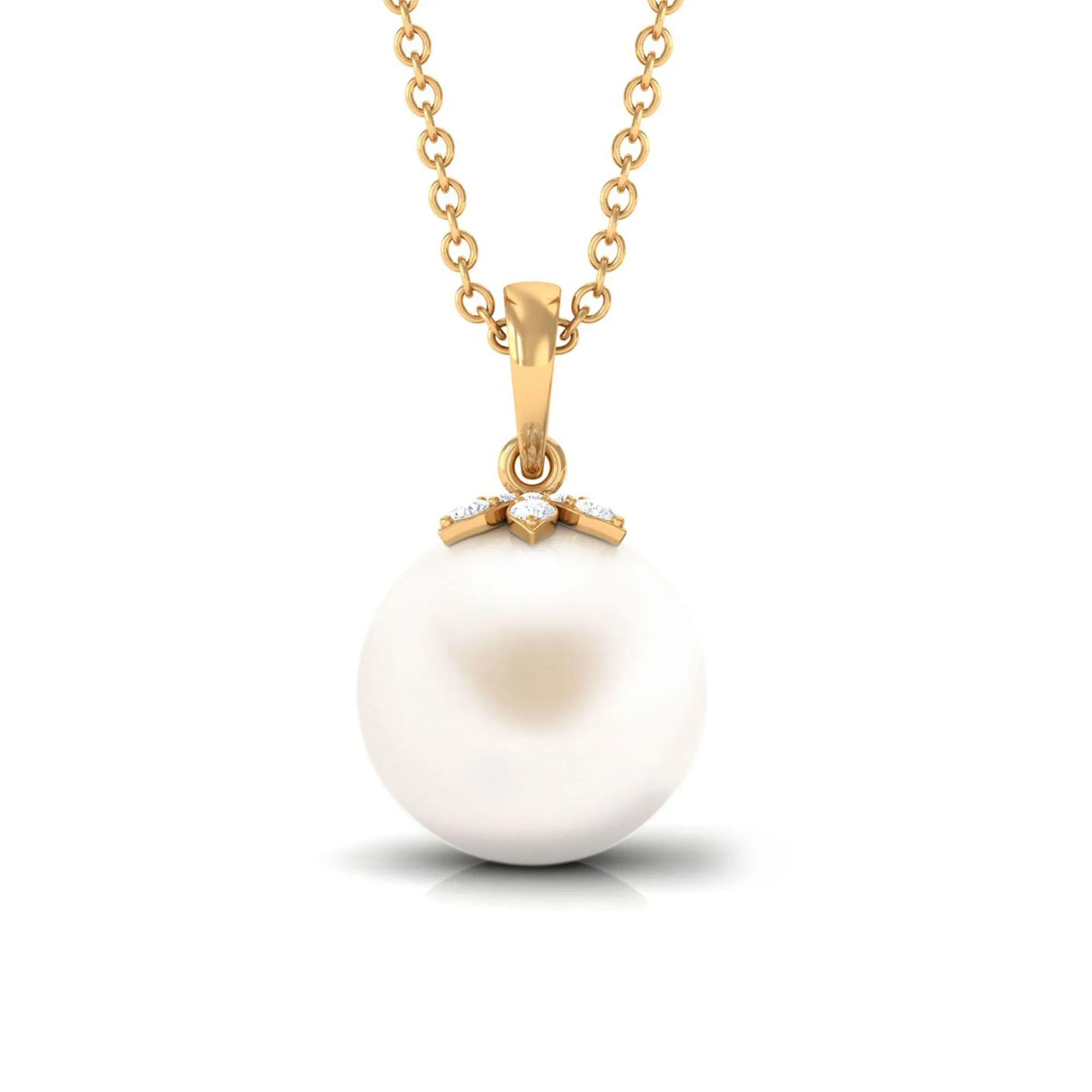 Handpicked Freshwater Pearl Drop Pendant with Diamond