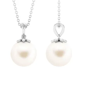 Handpicked Freshwater Pearl Drop Pendant with Diamond