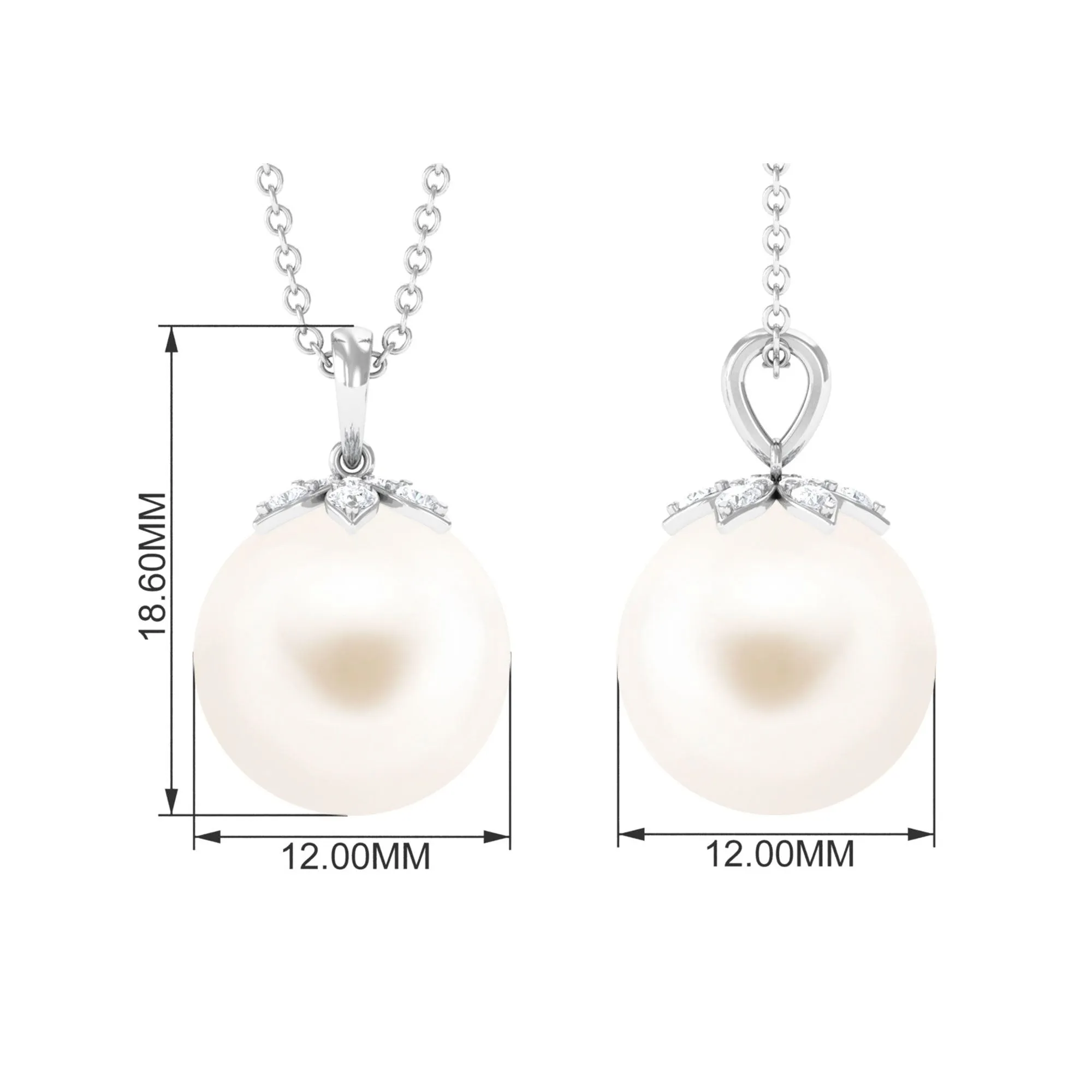 Handpicked Freshwater Pearl Drop Pendant with Diamond