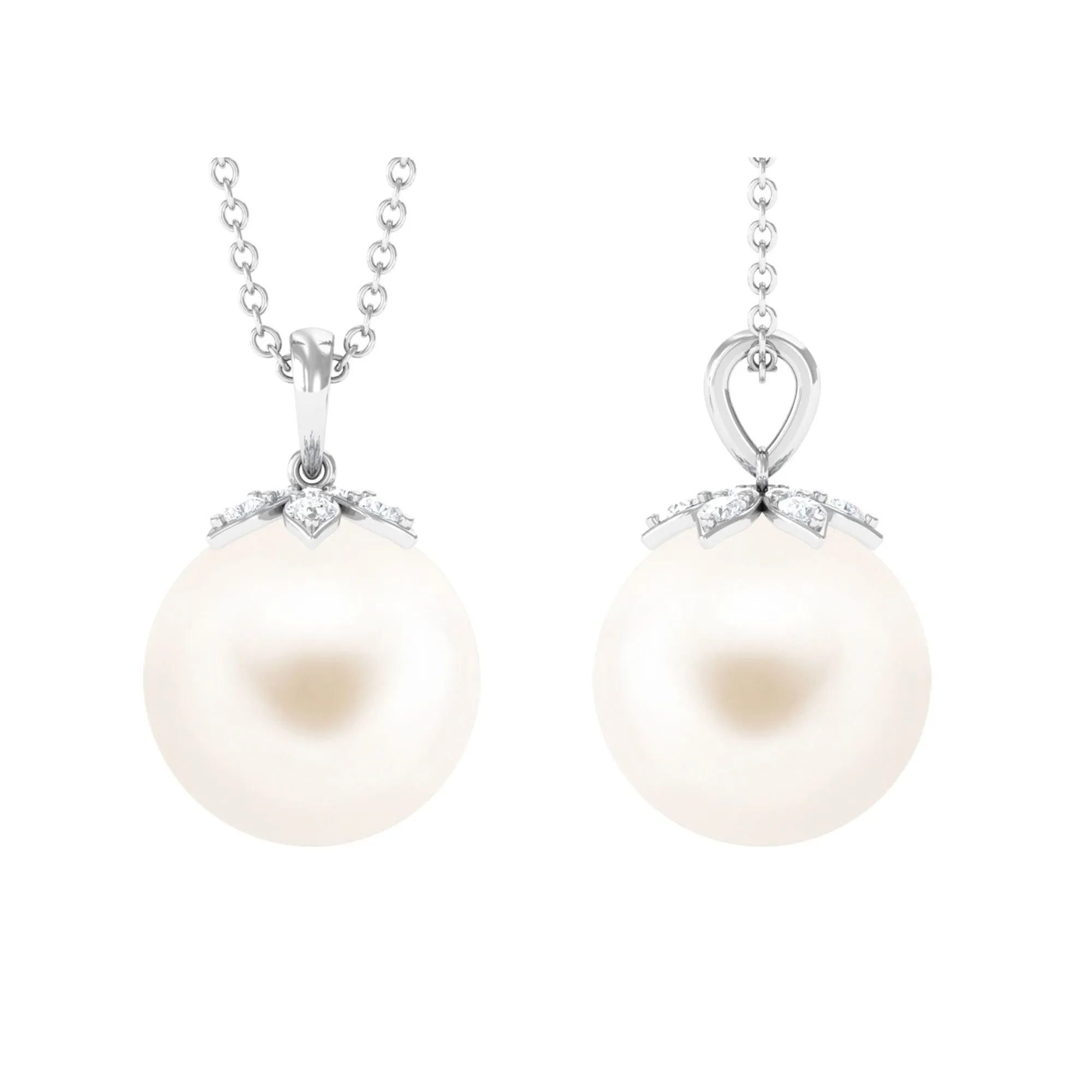 Handpicked Freshwater Pearl Drop Pendant with Diamond