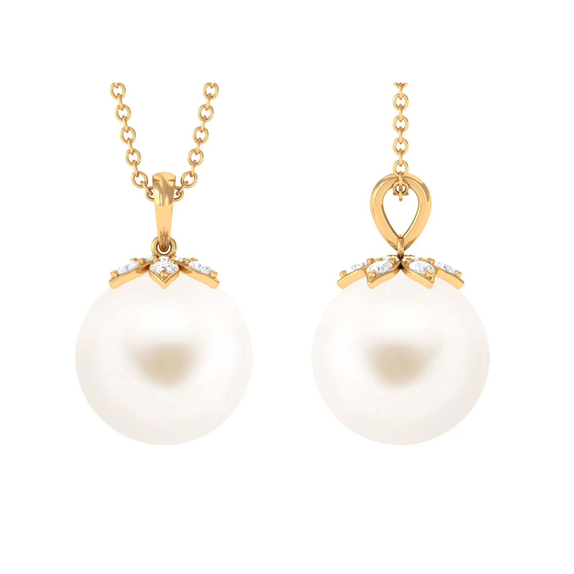 Handpicked Freshwater Pearl Drop Pendant with Diamond