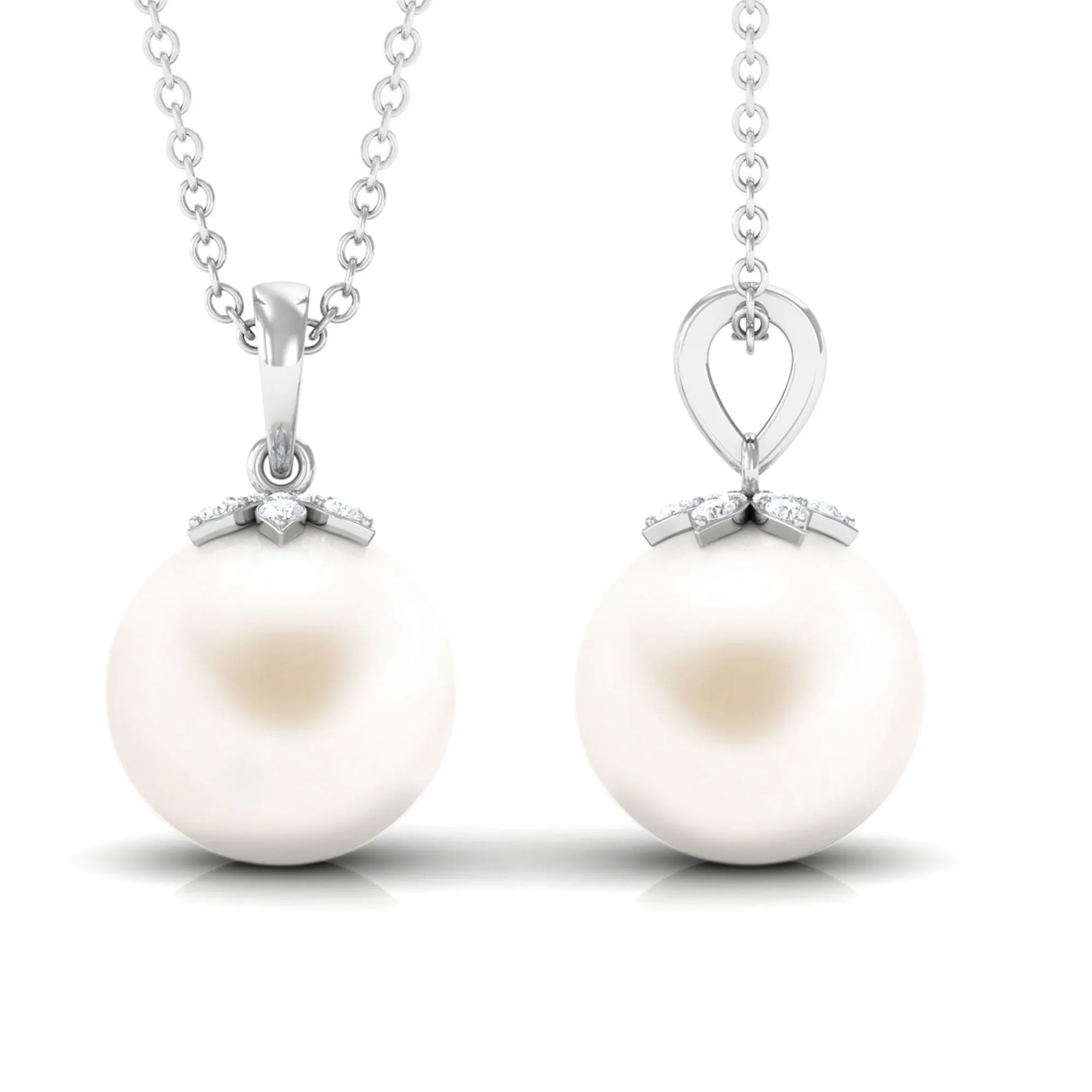 Handpicked Freshwater Pearl Drop Pendant with Diamond