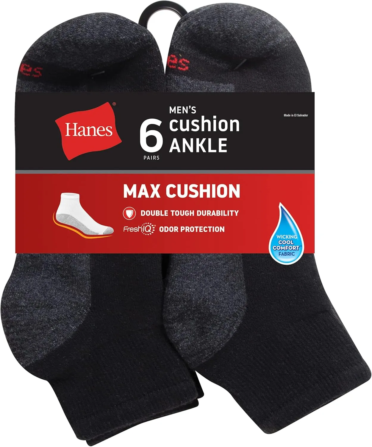 Hanes Men's Max Cushioned Ankle Socks, Multipacks