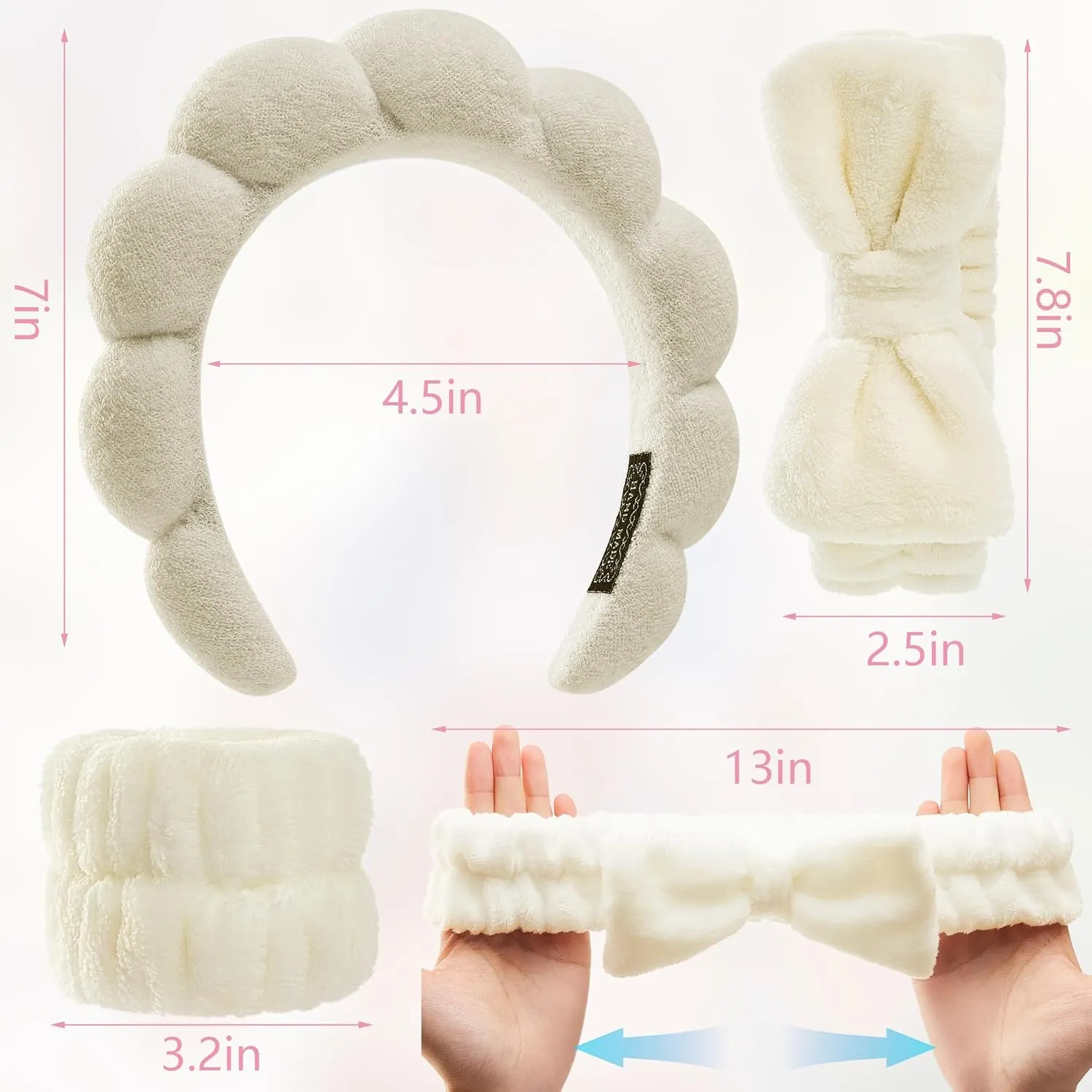 Headbands for Women - Spa Headband and Wristband Set - Headband for Washing Face,Facial Mask,Makeup and Skin Care,Gifts for Women and Teen Girl Gifts Trendy Stuff