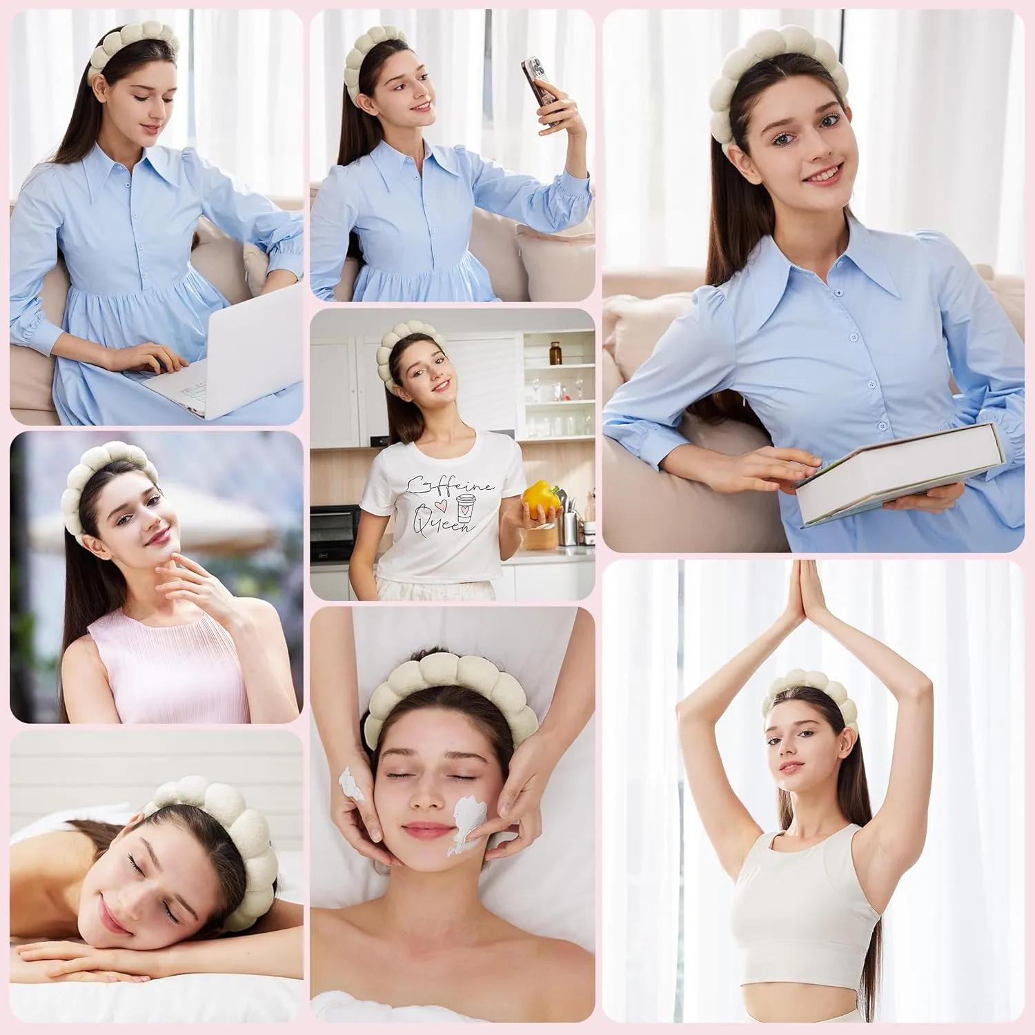 Headbands for Women - Spa Headband and Wristband Set - Headband for Washing Face,Facial Mask,Makeup and Skin Care,Gifts for Women and Teen Girl Gifts Trendy Stuff